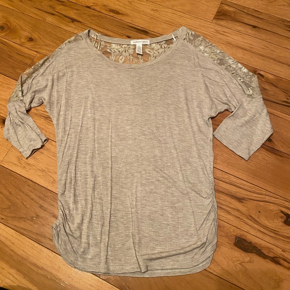 Blouse with lace top